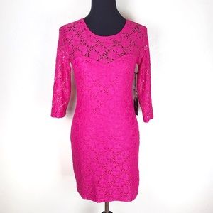 ALI & KRIS Bright Rose Backless Lace Dress